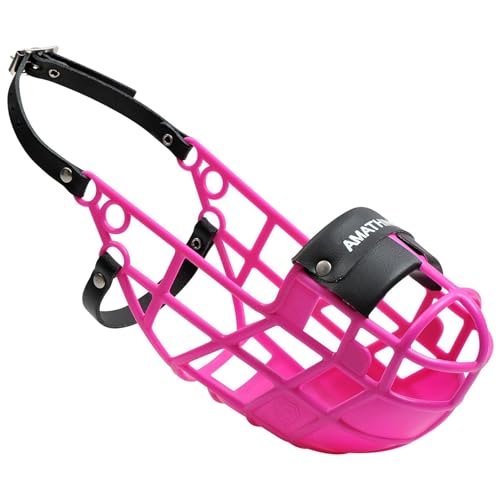 AMATHINGS Maulkorb Model Super Kennel Soft mit wattiertem Nasenstück Trinken Immer Möglich Ideal Für Freilauf, Hundewiese, Kennel, Zwinger, Rennen (Pink) von AMATHINGS