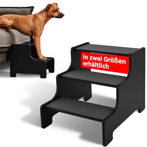 AMAZINGs Hundetreppe für kleine, mittlere und schwere Hunde, Katzen. 3 Stufen | Haustiertreppe, Junge und alte Katzen | 40 cm hoch für Sofa, Bett | Gelenkschonender Ersatz zu Hunderampe | schwarz von AMAZINGs
