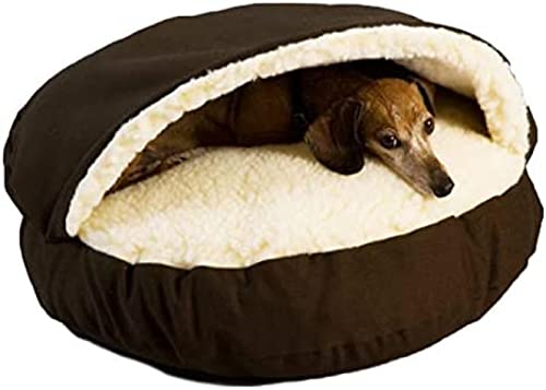 Haustier-Hundebett, vollständig abnehmbar und waschbar, Höhle, mattes Katzenbett, warm und atmungsaktiv, wasserdichter Zwinger für Katzen und kleine und mittelgroße Hunde, Braun, Dunkelgrau, von AMCaoYiLi
