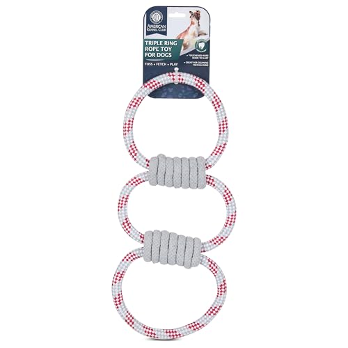 AKC Hundespielzeug Seil - Langlebiges Zerr- und Kauset für mittelgroße bis große Hunde - Flossing Cotton Rope mit Tennisbällen, Schlaufen & Ringen - Interaktives Hundespielzeug Set für Zahnreinigung von AMERICAN KENNEL CLUB
