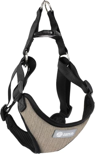AKC Premium Gepolstertes Step-in-Hundegeschirr, weich, bequeme Passform, mit Dual-D-Ring, keine Zugkontrolle, S, M, L, Blau, Grau, Grün, Hellbraun von AMERICAN KENNEL CLUB