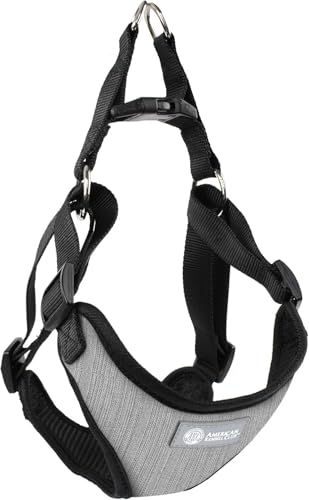 AKC Premium Gepolstertes Step-in-Hundegeschirr, weich, bequeme Passform, mit Dual-D-Ring, keine Zugkontrolle, S, M, L, Blau, Grau, Grün, Hellbraun von AMERICAN KENNEL CLUB