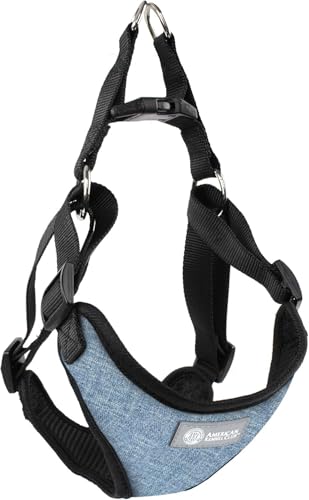 AKC Premium Gepolstertes Step-in-Hundegeschirr, weich, bequeme Passform, mit Dual-D-Ring, keine Zugkontrolle, S, M, L, Blau, Grau, Grün, Hellbraun von AMERICAN KENNEL CLUB