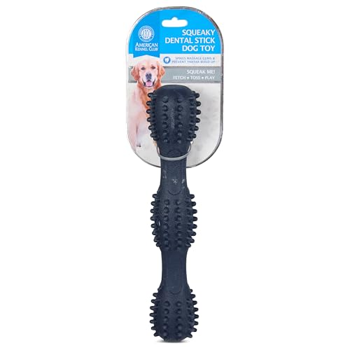 AMERICAN KENNEL CLUB AKC TPR Hundespielzeug mit Quietschstab, langlebiges Kauspielzeug aus Gummi mit Zahnstein-Spikes, verhindert Zahnsteinbildung, ideal für mittelgroße und große Hunde von AMERICAN KENNEL CLUB