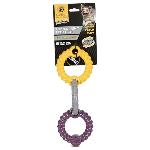 AMERICAN KENNEL CLUB AKC Training Triple Ring Hundespielzeug - Langlebiges Vanilleduft TPR Kauspielzeug - Fördert die Zahngesundheit - Interaktives Zerr- & Apportierspiel für alle Rassen von AMERICAN KENNEL CLUB
