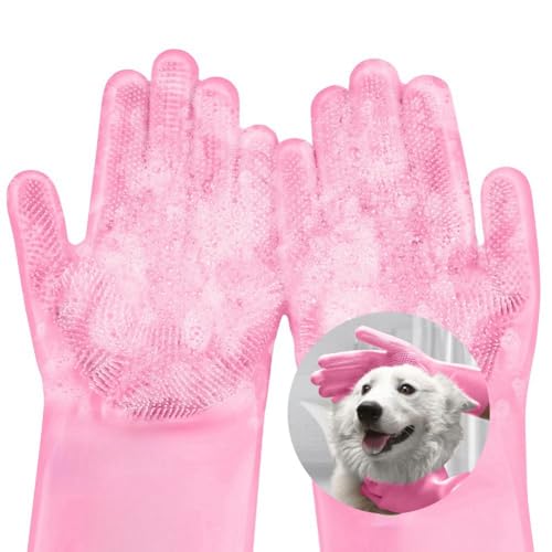 AMFUN Haustier Grooming Handschuhe, Handschuh Bürste Katze Wiederverwendbare, Badehandschuhe für Haustiere zum Massieren, Schrubben und Haarentfernen, Aufhängbares Design AMFUN Haustier Grooming Handschuhe, Handschuh Bürste Katze Wiederverwendbare, Badehandschuhe für Haustiere zum Massieren, Schrubben und Haarentfernen, Aufhängbares Design von AMFUN