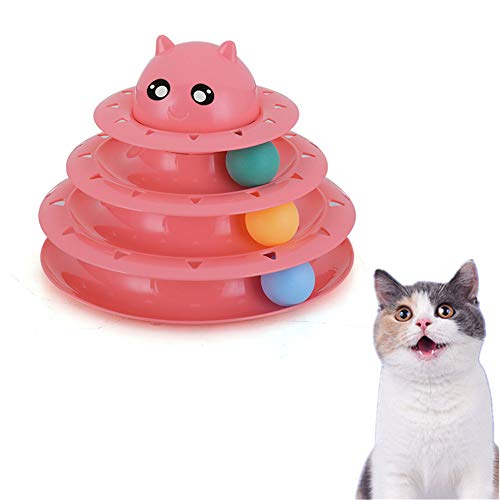 AMILKS Katzenspielzeug Haustier Spielzeug Katze Indoor-Spielspielzeug Abnehmbares Katzenspielzeug Katzenjäger-Ball Anti-Rutsch-Katzenspielzeug pink von AMILKS