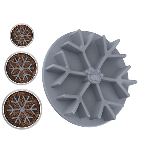 AMIR Neueste Hunde Slow Feeder für langsames Fressen, Silikon Slow Eating Bowl für Hunde, 40 starke Saugnäpfe, leicht zu reinigen, Einsatz Slow Feeder Hundenapf (Grau, L) von AMIR
