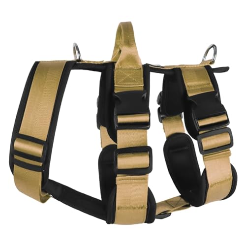 AMIUHOUN Explosionsgeschütztes Hundegeschirr mit, Einfach zu Verwenden, Langlebig, Verstellbare Brustgurte für Große Hunde, Khaki, M von AMIUHOUN