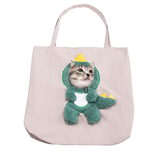 AMJBS Katzentasche Tragetasche Faltbare Niedliche Haustier Canvas Tasche Weiche Seiten Katzentrage Atmungsaktive Haustier Katze Handtasche mit Verstellbarem Loch Katze Reisetasche für Hunde und Katzen (Grau) von AMJBS