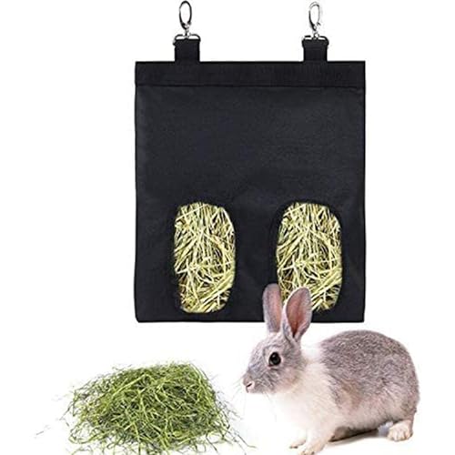 Kaninchen-Heu-Futtertasche zum Aufhängen, für kleine Tiere, große Kapazität, 2/4 Löcher, Heuhalter für Meerschweinchen, Chinchilla, Hamster (Trompete) von AMJBS