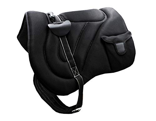 AMKA Bareback Pad Reitpad Alamiee mit Zwei Taschen und Sattelgurt, weich und komfortabel, schwarz von AMKA