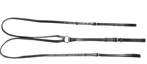 AMKA Dreieckszügel verstellbar, Wienerzügel aus Leder, ideal zum Longieren Pony SCHWARZ, Hilfszügel von AMKA