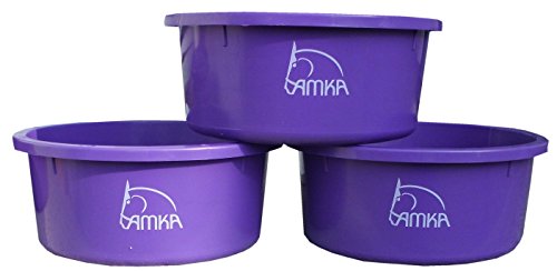 AMKA Futterschale Müslischale Leckschüssel 3er Set 2 Liter ohne Deckel Futterschüssel Wasserschüssel für Pferde, Hunde Tiere, Farbe: lila von AMKA