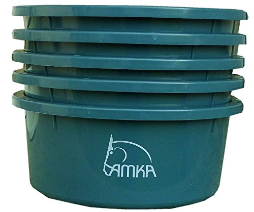 AMKA Futterschale Müslischale Leckschüssel 5er Set 2 Liter ohne Deckel für Futterschüssel Wasserschüssel für Pferde, Hunde Tiere, Farbe: Petrol von AMKA