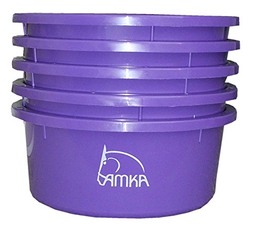 AMKA Futterschale Müslischale Leckschüssel 5er Set 2 Liter ohne Deckel für Futterschüssel Wasserschüssel für Pferde, Hunde Tiere, Farbe: lila von AMKA
