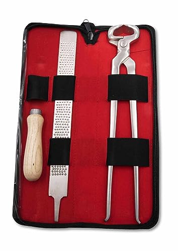 AMKA Hufbeschlagtasche Werkzeug für Hufschmiede 3 teiliges Set mit Hufmesser und Hufschsneidezange + Tasche von AMKA