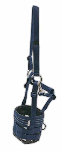 AMKA Maulkorb Fressbremse für Pferde Kopfstück stufenlos verstellbar in dunkelblau von AMKA