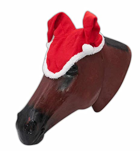 AMKA Pferde Weihnachtsmütze mit Ohren rot-weiß, Weihnachten-Nikolaus Kappe von AMKA