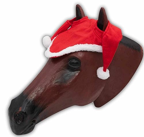 AMKA Pferde Weihnachtsmütze mit Ohrenausschnitt rot-weiß, Weihnachten-Nikolaus Kappe von AMKA