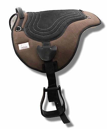 AMKA Soft Seat Bareback Pad Reitpad Reitkissen weich gepolstert mit Sattelgurt Pony, braun/schwarz von AMKA