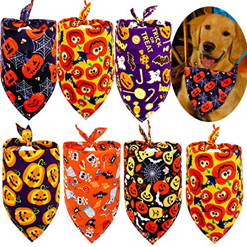 Halstücher für Hunde, Halloween-Hundezubehör, Kürbis-Totenkopf, Hunde, Haustier-Fliege, Bandana für den Urlaub, kleine große Hundepflegeprodukte, 50 Stück J von AMOIZH