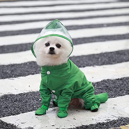 Hunde-Regenmantel, volle Abdeckung, Hunde-Regenmantel, wasserdicht, für kleine Hunde, Yorkie-Kostüm, Welpen-Overall, Haustier-Regenmantel, 1 Stück, Grün S von AMOIZH