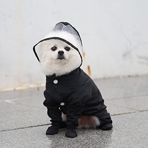 Hunde-Regenmantel, volle Abdeckung, Hunde-Regenmantel, wasserdicht, für kleine Hunde, Yorkie-Kostüm, Welpen-Overall, Haustier-Regenmantel, 1 Stück, Schwarz XL von AMOIZH