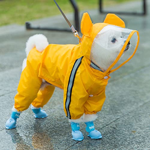 Hunde-Regenmantel, wasserdicht, für Welpen, Hunde, Regenjacke, mit Kapuze für kleine, mittelgroße Hunde, Poncho mit reflektierendem Riemen, 1 x gelber Bär, XL von AMOIZH