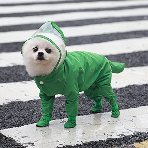 Hunde-Regenmantel für Haustiere, Hunde, Vollabdeckung, wasserdicht, Regenstiefel, Kleidung für Kostüm, Outdoor, Welpen, Overall, Haustier-Regenmantel, 1 Stück, Grün XL von AMOIZH