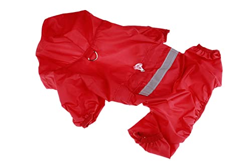 Hunde-Regenmantel für Haustiere, Katzen, Hunde, wasserdicht, reflektierend, mit Kapuze, für kleine Hunde, 1 Stück, Rot XL von AMOIZH