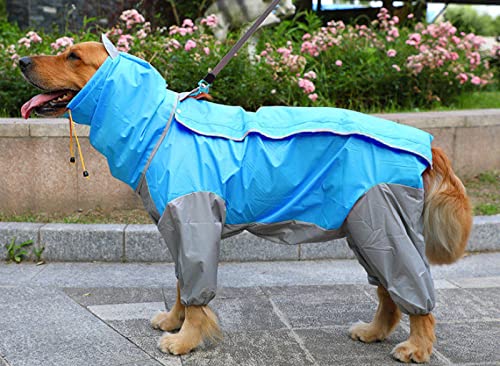 Hunde-Regenmantel für Hunde, wasserdicht, für Hunde, Regencape für mittelgroße und große Hunde, Kapuzenjacke, Poncho, Haustier-Regenmantel, 1 Stück, Blau 24 von AMOIZH