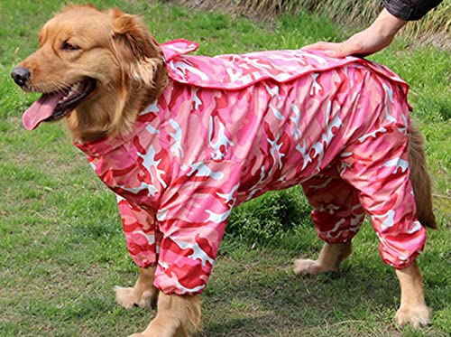 Hunde-Regenmantel, Hunde-Regenmantel, wasserdicht, für Hunde, Regencape für mittelgroße und große Hunde, Kapuzenjacke, Poncho, Haustier-Regenmantel, 1 Stück, Camouflage-Rosa, 12 von AMOIZH