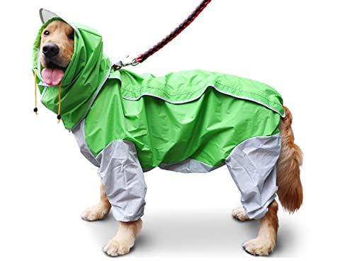 Hunde-Regenmantel für Hunde, wasserdicht, für Hunde, Regencape für mittelgroße und große Hunde, Kapuzenjacke, Poncho, Haustier-Regenmantel, 1 Stück, Grün 12 von AMOIZH