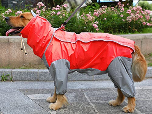 Hunde-Regenmantel für Hunde, wasserdicht, für Hunde, Regencape für mittelgroße und große Hunde, Kapuzenjacke, Poncho, Haustier-Regenmantel, 1 Stück, Rot 12 von AMOIZH