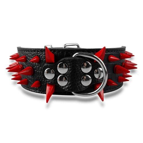Hundehalsband, Leder, 5,1 cm breit, scharf, Nieten mit Nieten, verstellbar, für mittelgroße und große Hunde, 1 Stück, H, M Hundehalsband, Leder, 5,1 cm breit, scharf, Nieten mit Nieten, verstellbar, für mittelgroße und große Hunde, 1 Stück, H, M von AMOIZH