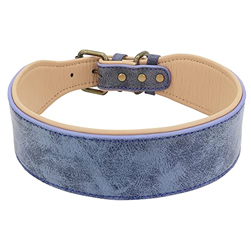 Hundehalsband, Leder-Hundehalsband, individuelle Halskette, breit, gepolstert, Haustier-ID-Halsbänder, Druck, Hunde, Namenshalsbänder für mittelgroße und große Hunde, 1 Stück, blanko, blau, XL Hundehalsband, Leder-Hundehalsband, individuelle Halskette, breit, gepolstert, Haustier-ID-Halsbänder, Druck, Hunde, Namenshalsbänder für mittelgroße und große Hunde, 1 Stück, blanko, blau, XL von AMOIZH