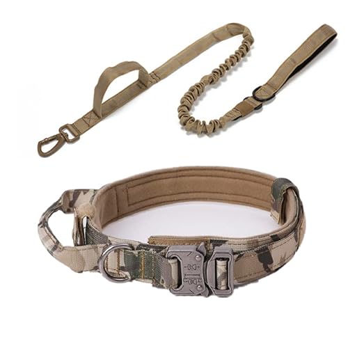 Hundehalsband, langlebig, taktisches Hundehalsband, Leine, Militär-Halsbänder, strapazierfähig, für mittelgroße und große Hunde, Trainingszubehör, 1 Stück, CP, Camouflage-Set, M, 36–48 cm von AMOIZH