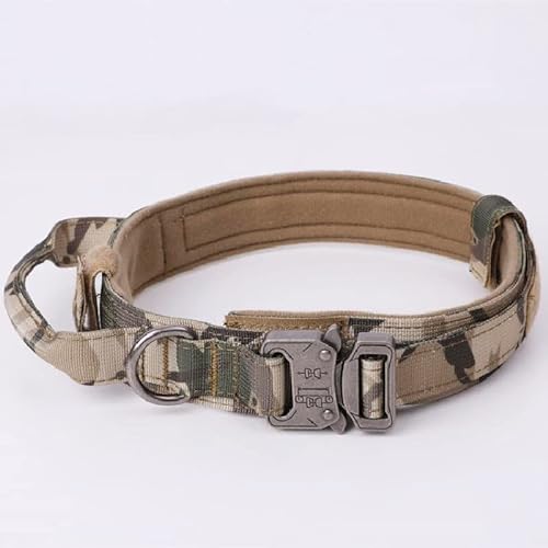 Hundehalsband anglebig taktisches Hundehalsband Leine Set Militär-Haustierhalsbänder strapazierfähig für mittelgroße und große Hunde Trainingszubehör 1St Camouflage-Halsband M 36–48cm von AMOIZH