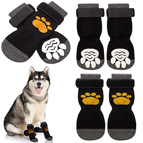 AMOMYDOG Socken für Hunde, 6 Stück, rutschfeste Socken für Hunde und Katzen, Pfotenschutz mit Gummiboden und verstellbaren Riemen, Zugkontrolle für den Innenbereich für Hunde und Katzen (S) von AMOMYDOG