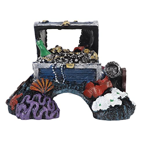 AMONIDA Aquarium-Schatzbox-Dekoration, Aquarium-Schatzbox-Ornament, Lebensechtes, Lichtbeständiges Kunstharz, Frei von Giftstoffen für Salzwasser (Blau) von AMONIDA