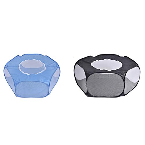 AMONIDA Faltbarer, Atmungsaktiver Yark-Zaun, Kleintier-Laufstall aus Mesh und Polyester-TAFT, Wasserdicht, Automatisch zu öffnen, Multifunktional für Zuhause (Schwarz) von AMONIDA