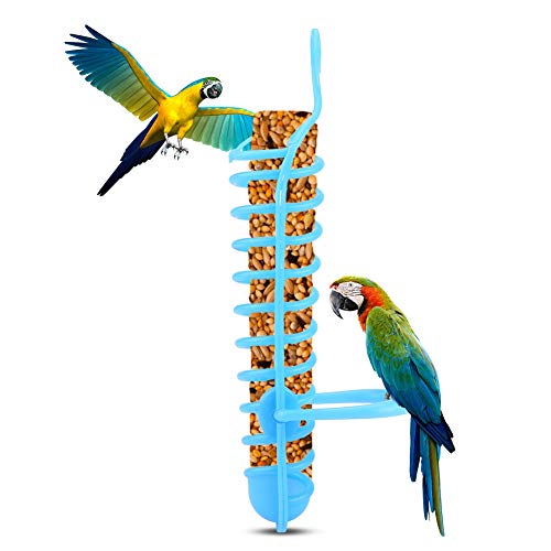AMONIDA Futterkorb aus Kunststoff, für Papageien, Papageien, Papageien, Dachs, Blau von AMONIDA