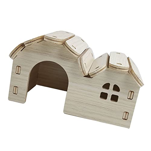 AMONIDA Hamsterspielzeughaus, REGT Hamsterübungen an, Hölzernes Hamsterhaus, Spielzeugversteck, Sicher für Hamsterzubehör (Doppel-Schlafnest, S, 15 x 10 x 5 cm / 5,9 x 3,9 x) von AMONIDA