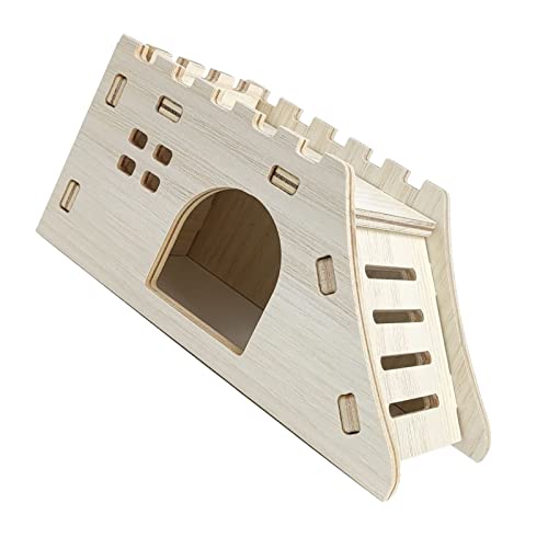 AMONIDA Hamsterspielzeughaus, REGT Hamsterübungen an, Hölzernes Hamsterhaus, Spielzeugversteck, Sicher für Hamsterzubehör (Kletterleiter Kleines Schloss, 15x7x5cm) von AMONIDA