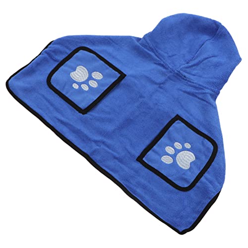 AMONIDA Haustier-Handtuch-Bademantel, Weiche Decke, Schnell Trocknend, Blau, Warm, Stark, Saugfähig, Hundehandtuch, Bindebund, Maschinenwaschbar, mit Eingrifftaschen für Katzen Zum Baden (XS) von AMONIDA