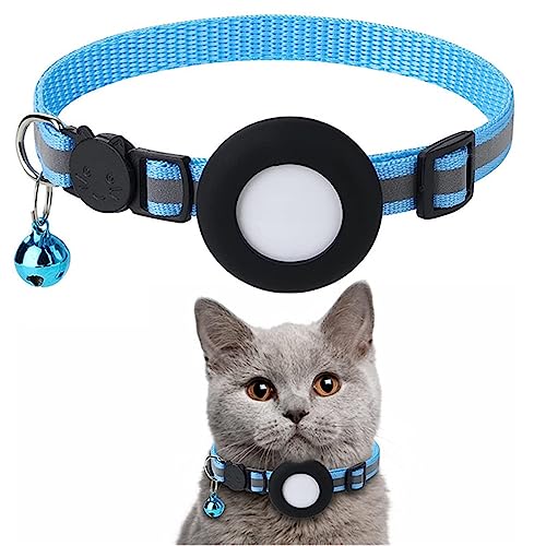 AMONIDA Haustier-Tracking-Halsband, Langlebige Sicherheitsschnalle, Reflektierendes Kätzchenhalsband, Leicht, Wasserdicht, für Kleine Tiere (Blau) von AMONIDA