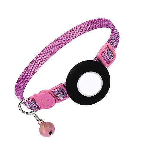 AMONIDA Haustier-Tracking-Halsband, Langlebige Sicherheitsschnalle, Reflektierendes Kätzchenhalsband, Leicht, Wasserdicht, für Kleine Tiere (Rosa) von AMONIDA