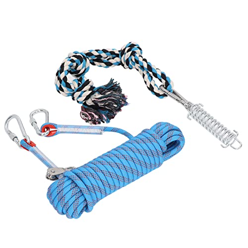 AMONIDA Hunde-Bungee-Seil, Interaktives Hundeseil-Spielzeug mit Einfach zu Verwendender, Langlebiger Federstange für Hunde Aller Größen (Blau) von AMONIDA