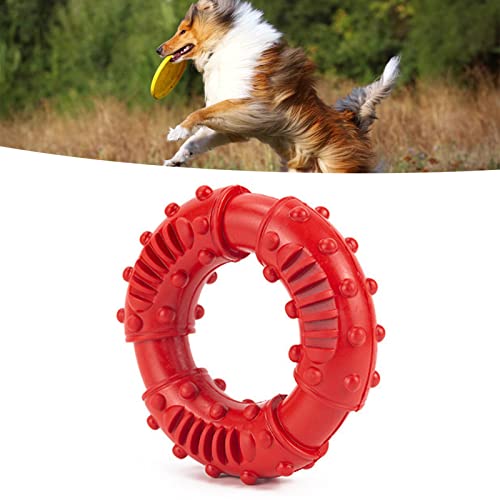 AMONIDA Hunde-Gummi-Zahnknirschspielzeug, Niedliches Aussehen, Hunde-Gummi-Zähneknirsch-Donut, rutschfest, Langlebig, Sicher, Interaktiv für Zuhause (Rot) von AMONIDA